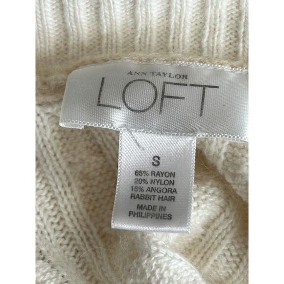 Ann Taylor Loft Sweater Size S Ivory Angora Rabbit Hair Blend Open Cardigan - Picture 7 of 11